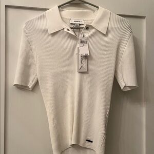 Jason Wu Ivory Ribbed Polo Shirt